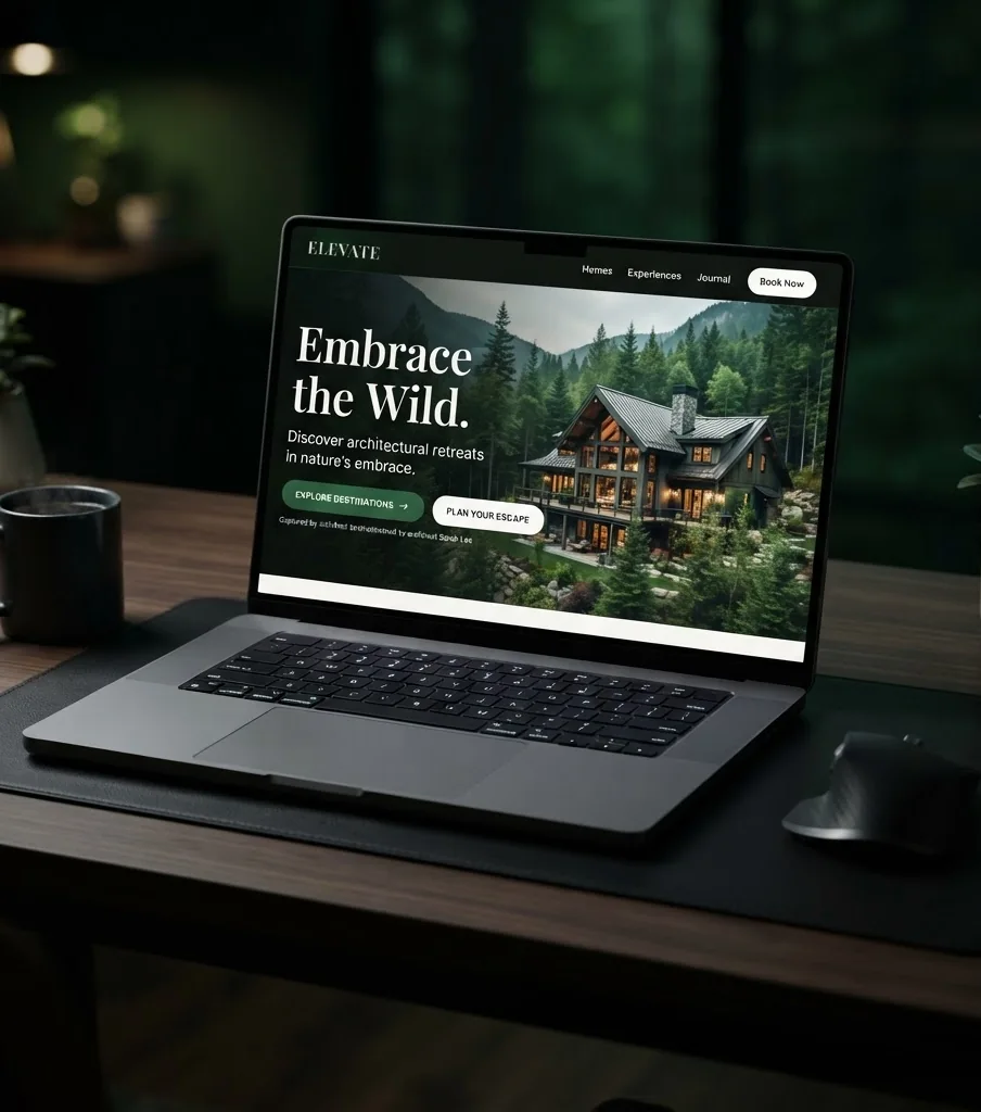 Client website shown on a laptop